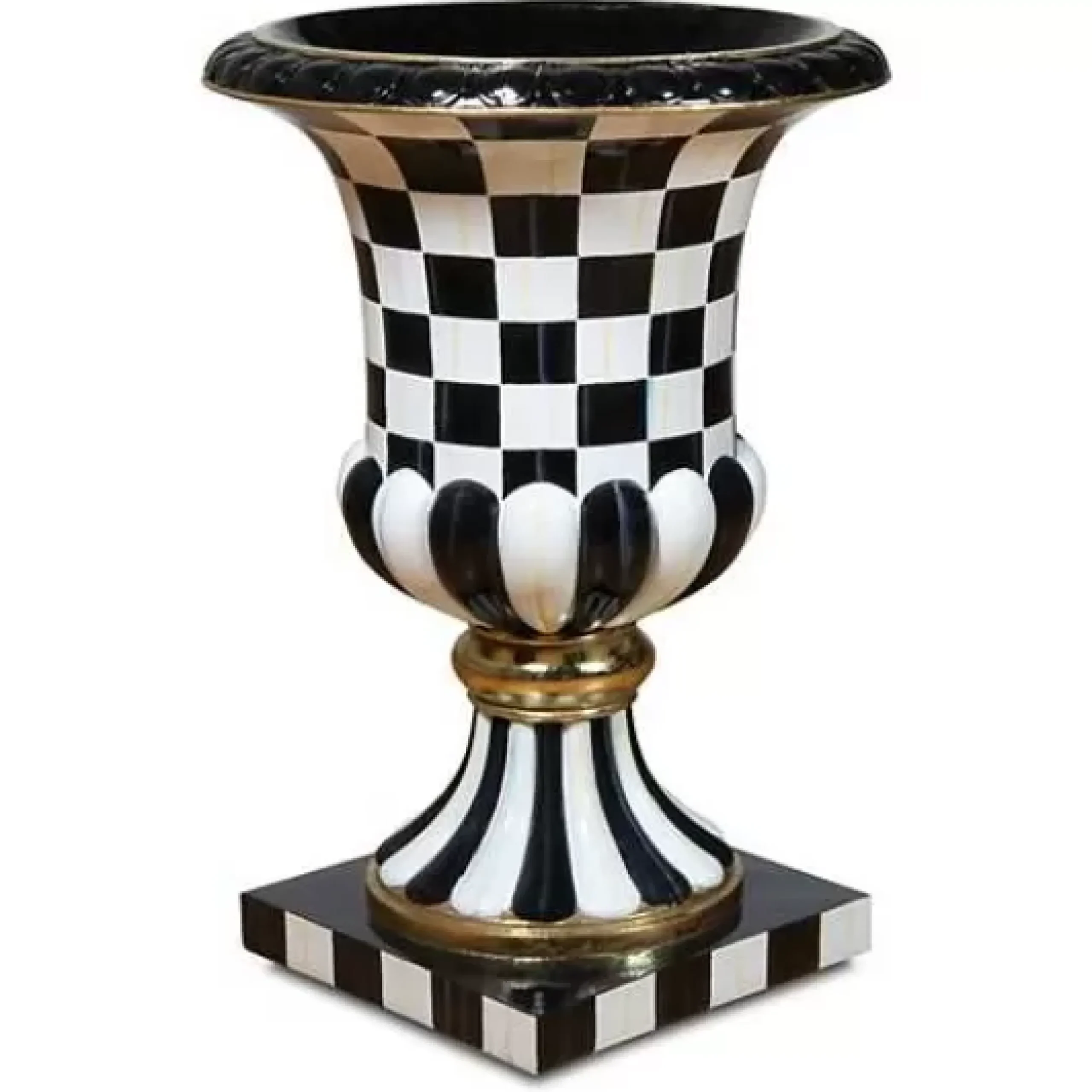 MacKenzie-Childs Courtly Check Pedestal Urn< Spring|Outdoor