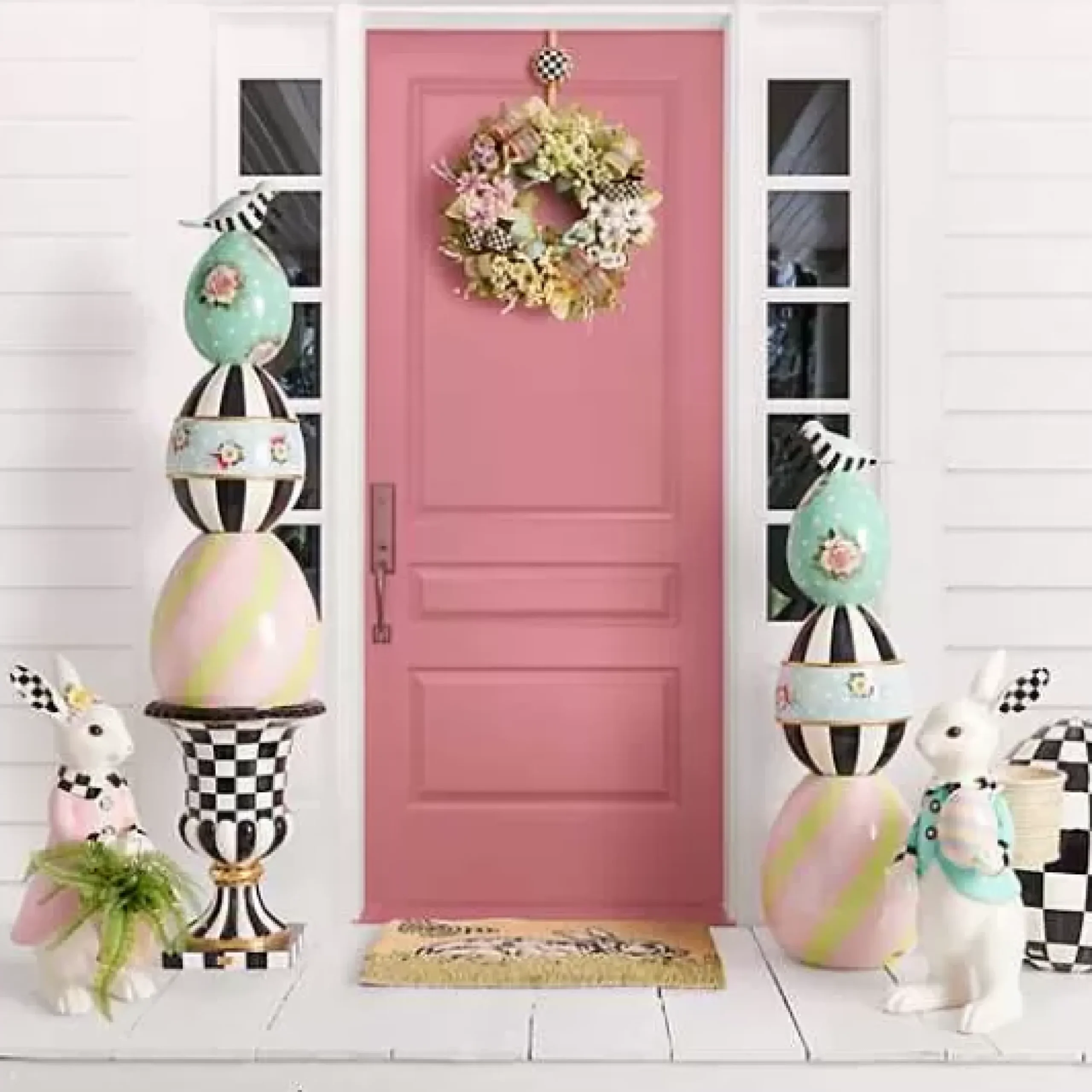 MacKenzie-Childs Courtly Check Pedestal Urn< Spring|Outdoor