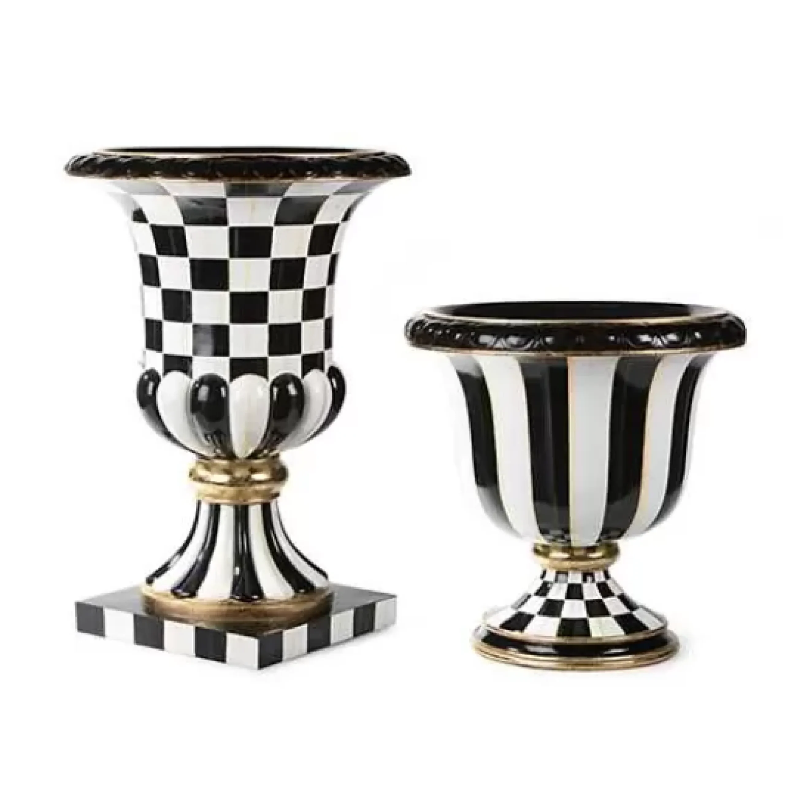 MacKenzie-Childs Courtly Check Pedestal Urn< Spring|Outdoor