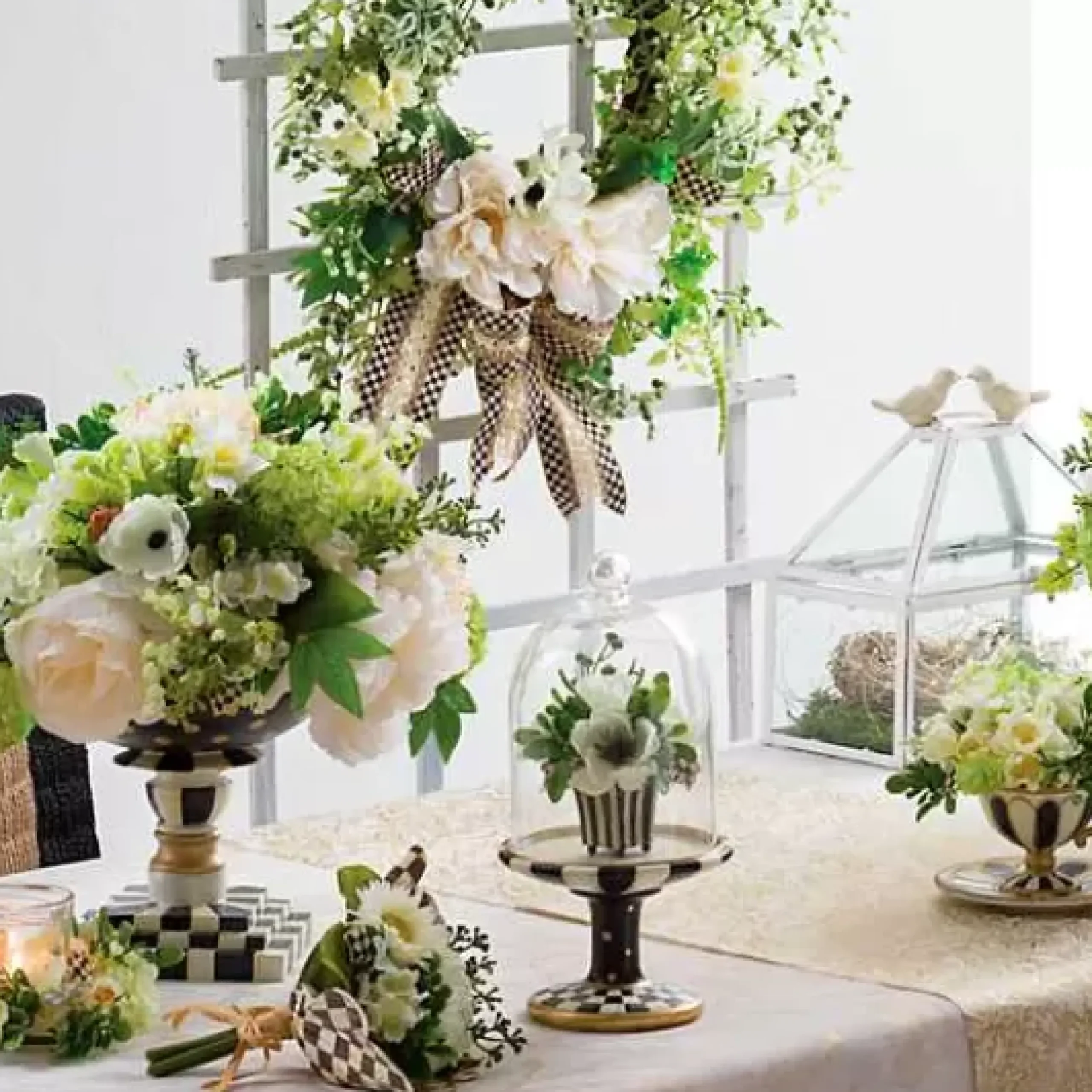 MacKenzie-Childs Courtly Check Pedestal with Cloche< Room Accents