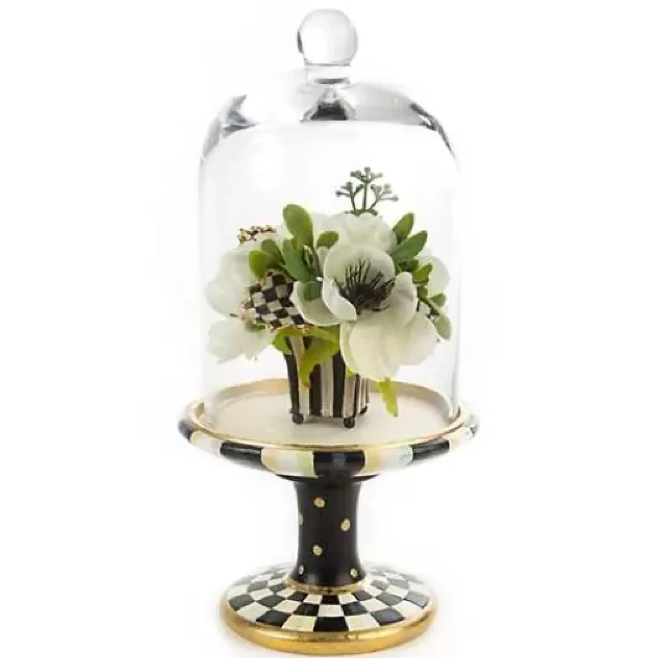 MacKenzie-Childs Courtly Check Pedestal with Cloche< Room Accents