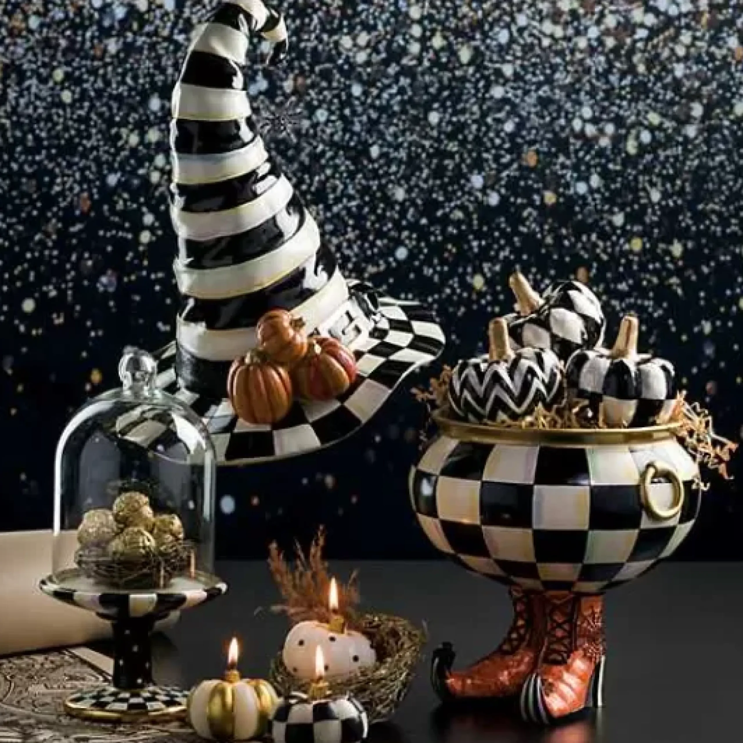 MacKenzie-Childs Courtly Check Pedestal with Cloche< Room Accents