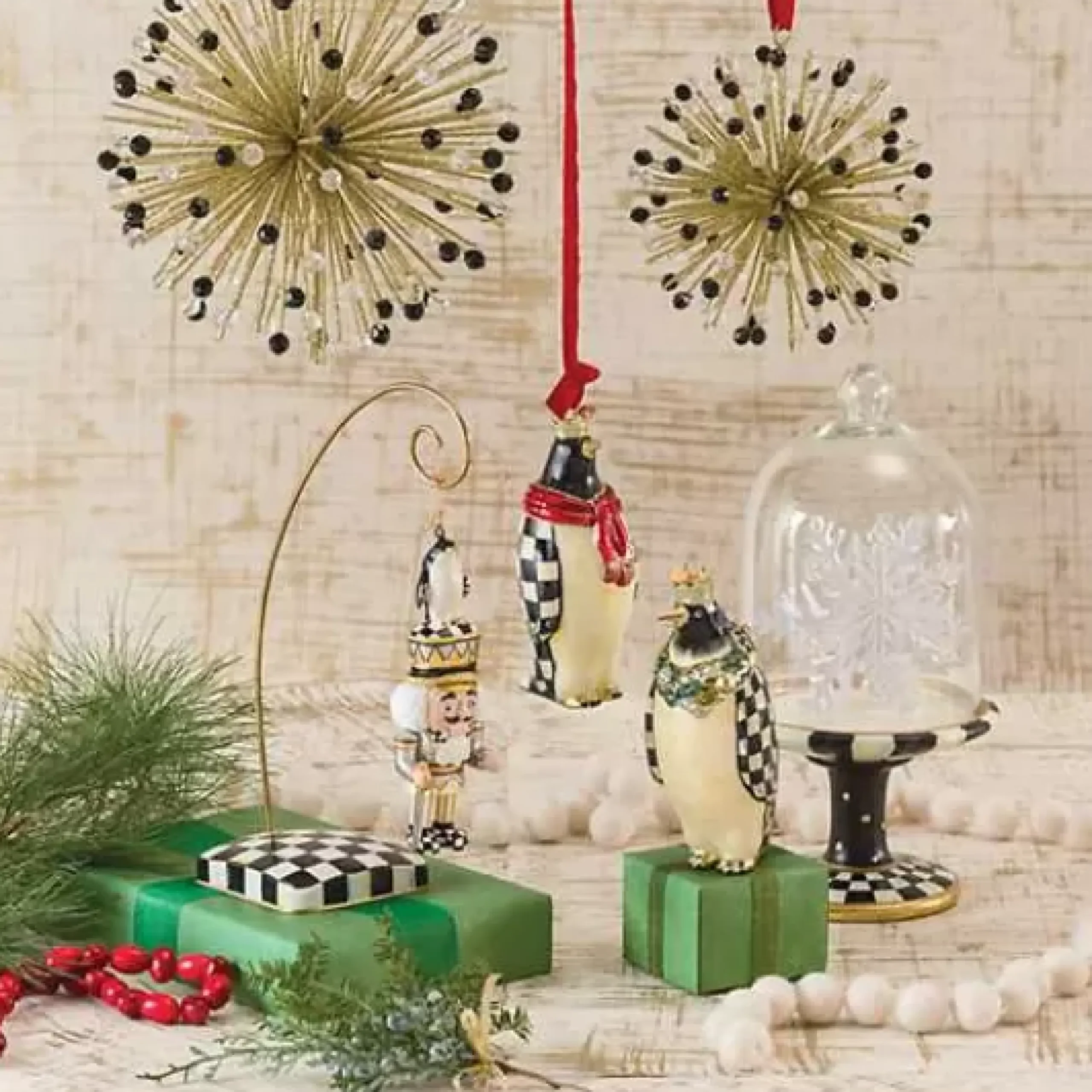 MacKenzie-Childs Courtly Check Pedestal with Cloche< Room Accents