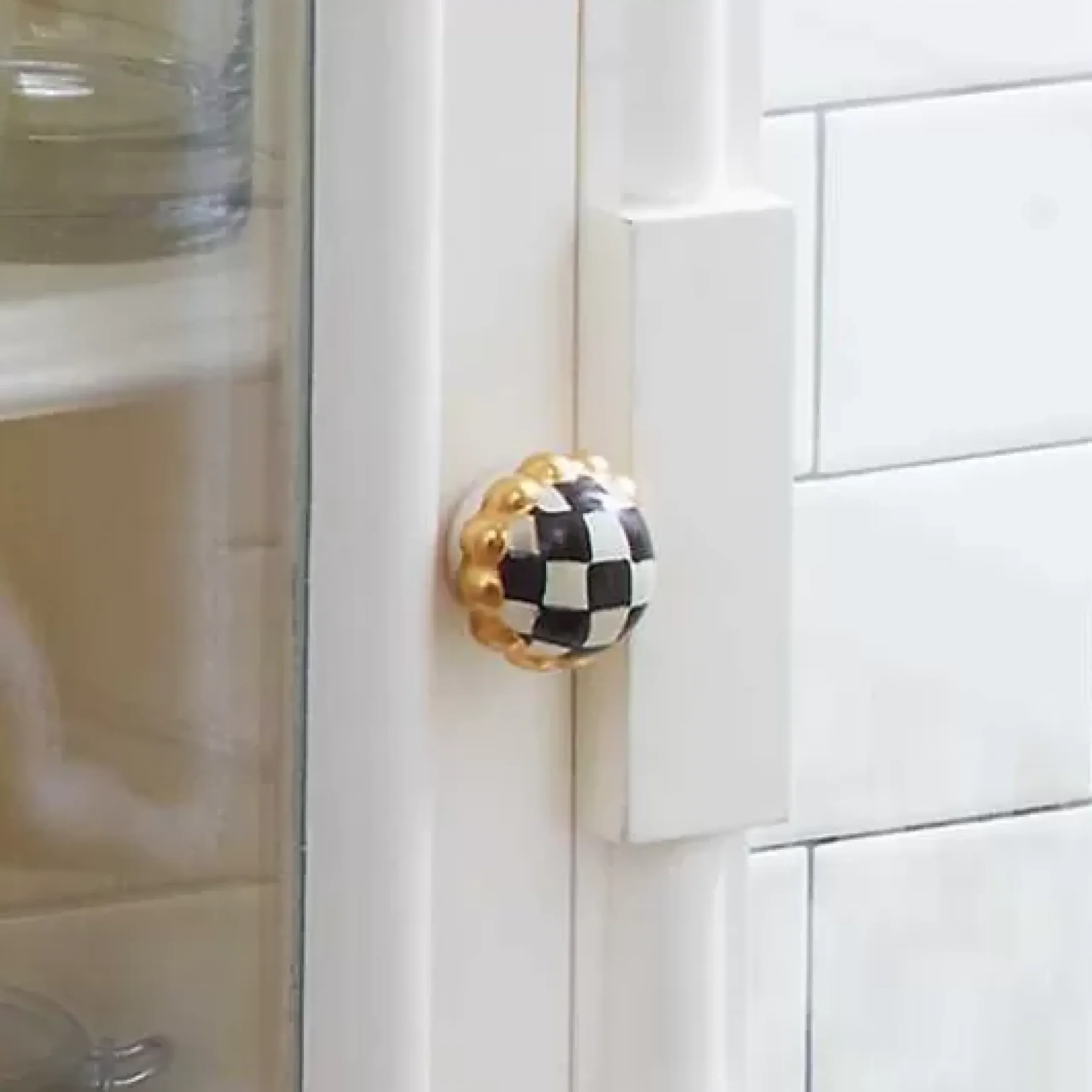 MacKenzie-Childs Courtly Check Petit Four Round Knob< Finishing Touches|Room Accents