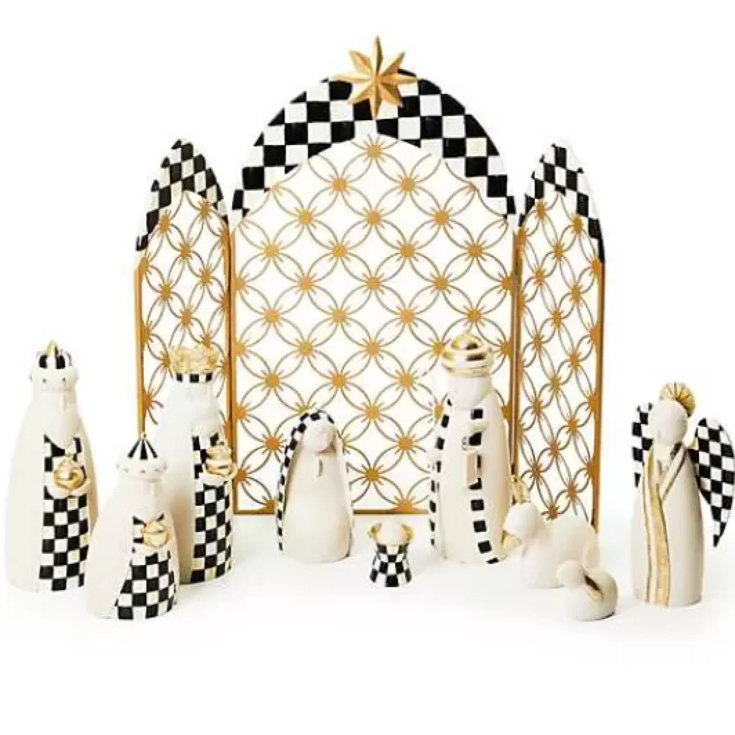 MacKenzie-Childs Courtly Check 10-Piece Mini Nativity Set< Holiday|Decor Sets