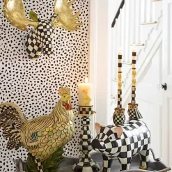 MacKenzie-Childs Courtly Check Pig Figurine< Spring|Room Accents