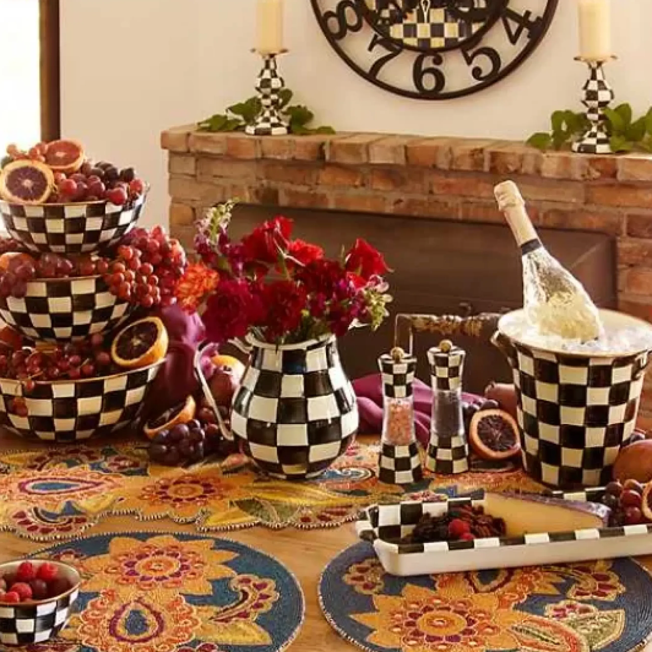 MacKenzie-Childs Courtly Check Pinch Bowl< Bar Entertaining|Serveware