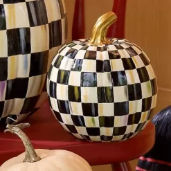MacKenzie-Childs Courtly Check Pumpkin - Small< Pumpkins|The Halloween Shop