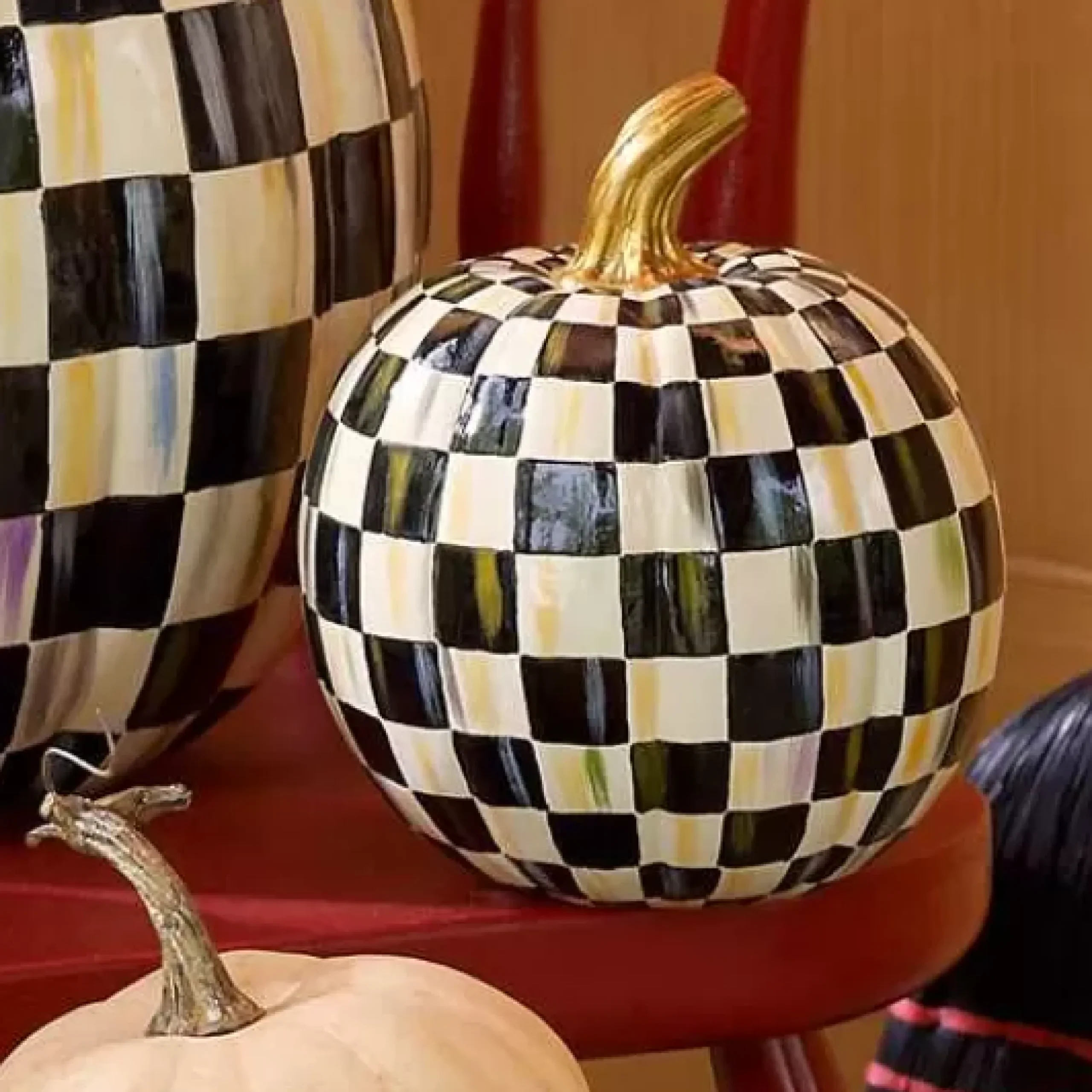 MacKenzie-Childs Courtly Check Pumpkin - Small< Pumpkins|The Halloween Shop