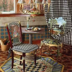 MacKenzie-Childs Courtly Check Purple Green 5' Octagon Rug< Rugs