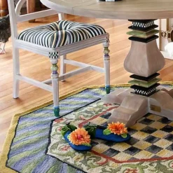 MacKenzie-Childs Courtly Check Purple Green 5' Octagon Rug< Rugs