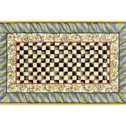 MacKenzie-Childs Courtly Check Purple Green 5' x 7'6 Washable Rug< Rugs