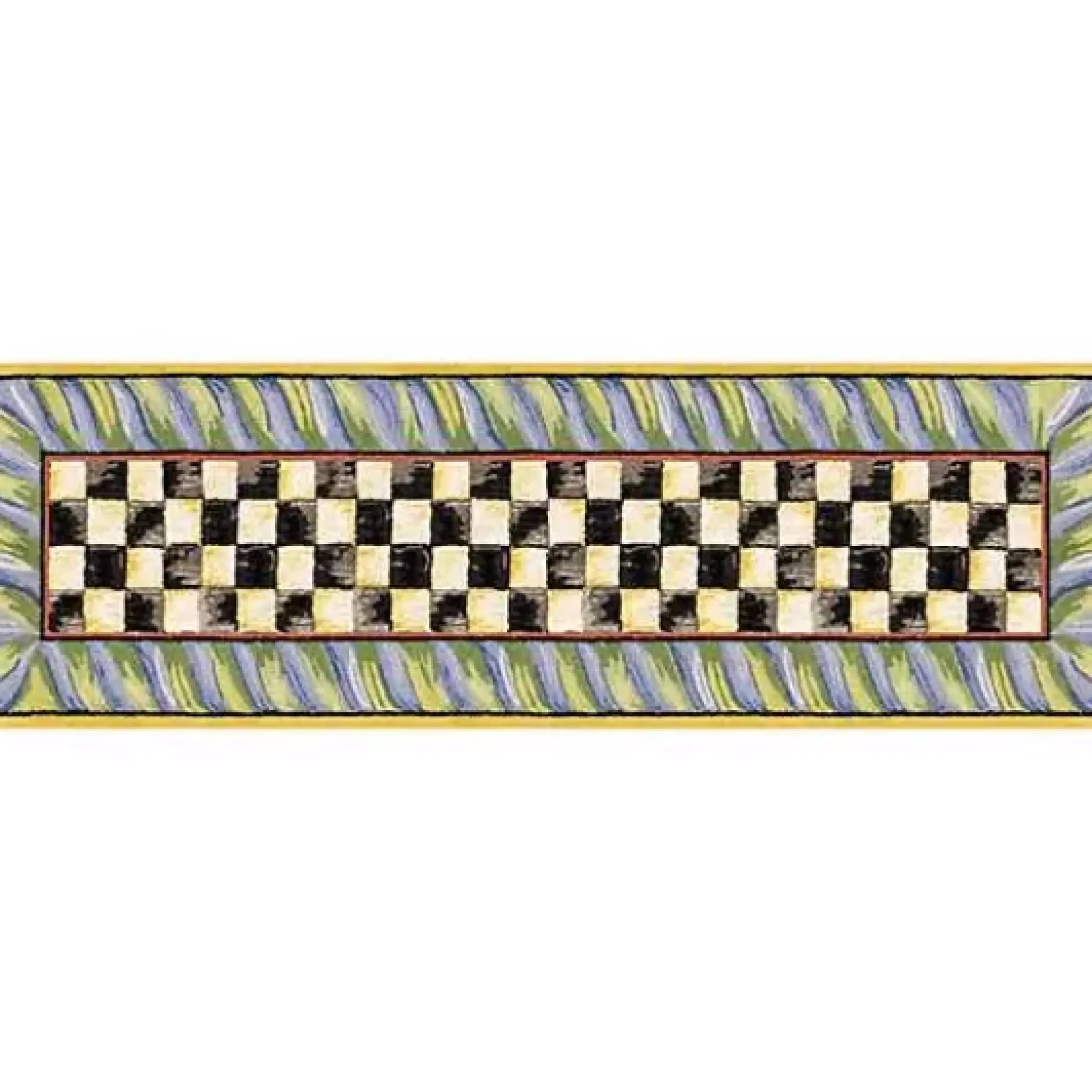 MacKenzie-Childs Courtly Check Purple Green 2'6 x 8' Washable Runner< Rugs