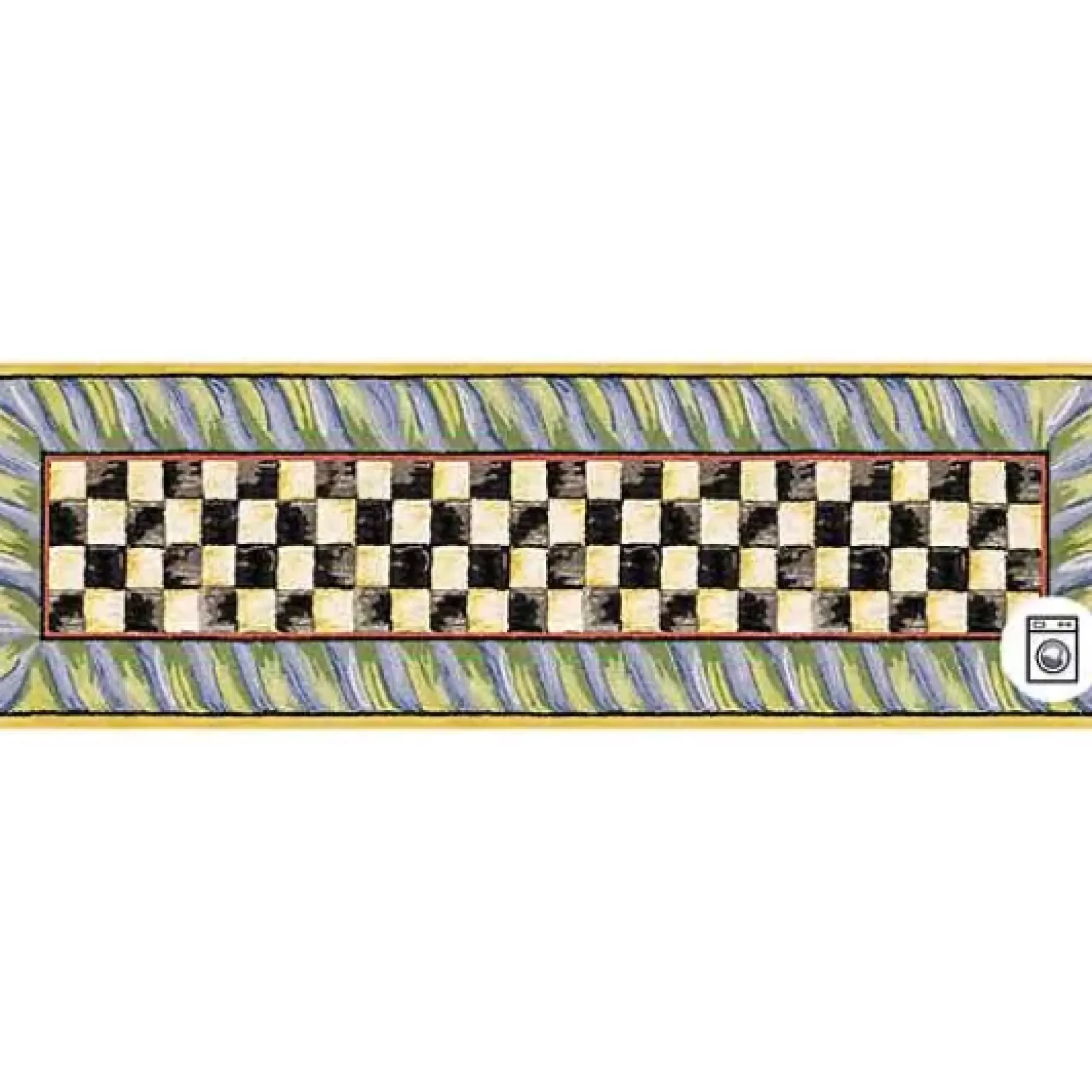 MacKenzie-Childs Courtly Check Purple Green 2'6 x 8' Washable Runner< Rugs