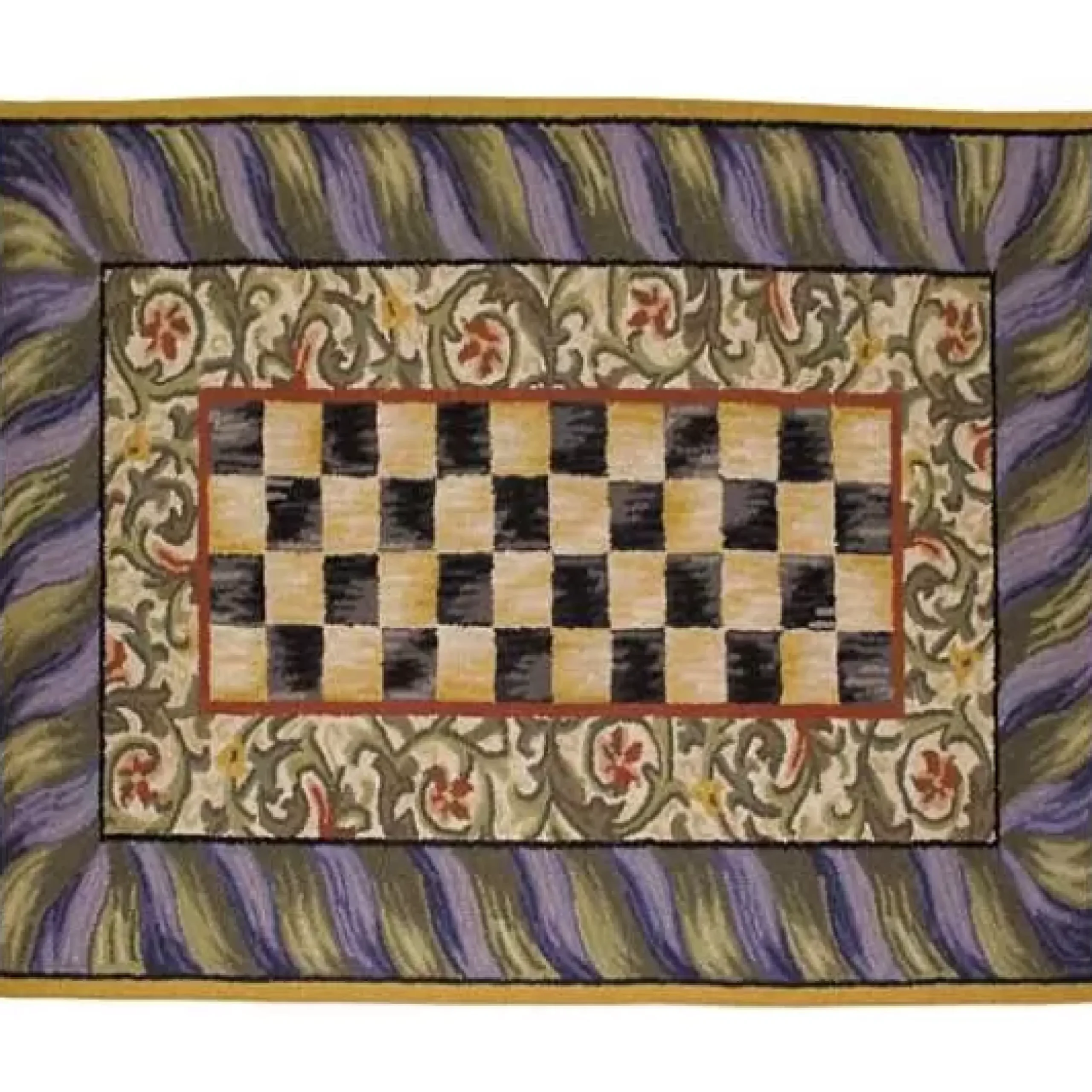 MacKenzie-Childs Courtly Check Purple Green 3' x 5' Rug< Rugs