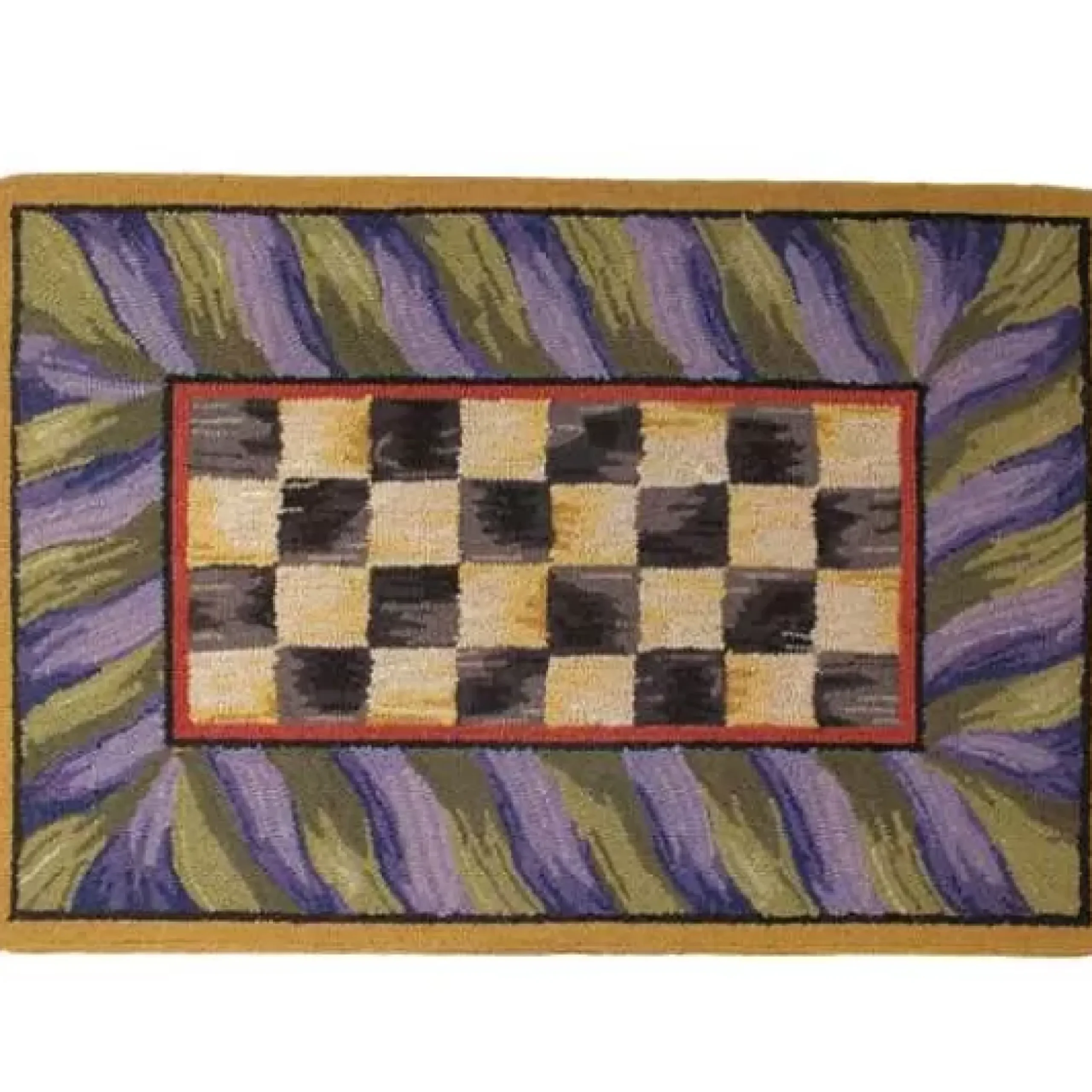 MacKenzie-Childs Courtly Check Purple Green 2' x 3' Rug< Rugs