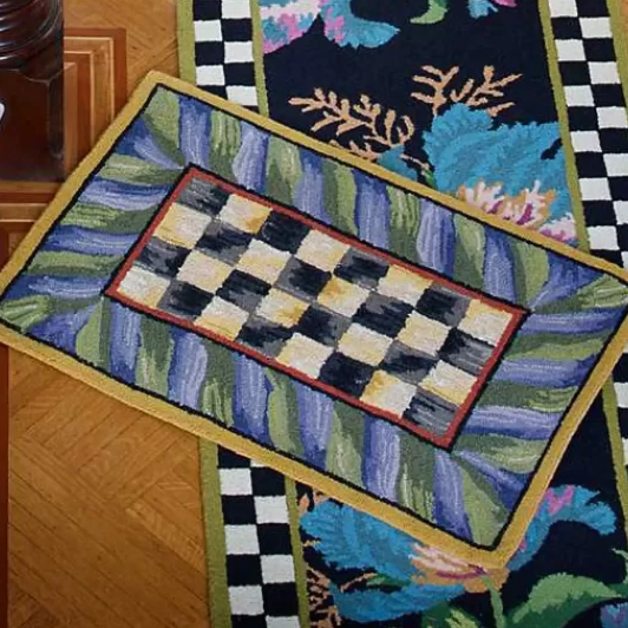 MacKenzie-Childs Courtly Check Purple Green 2' x 3' Rug< Rugs