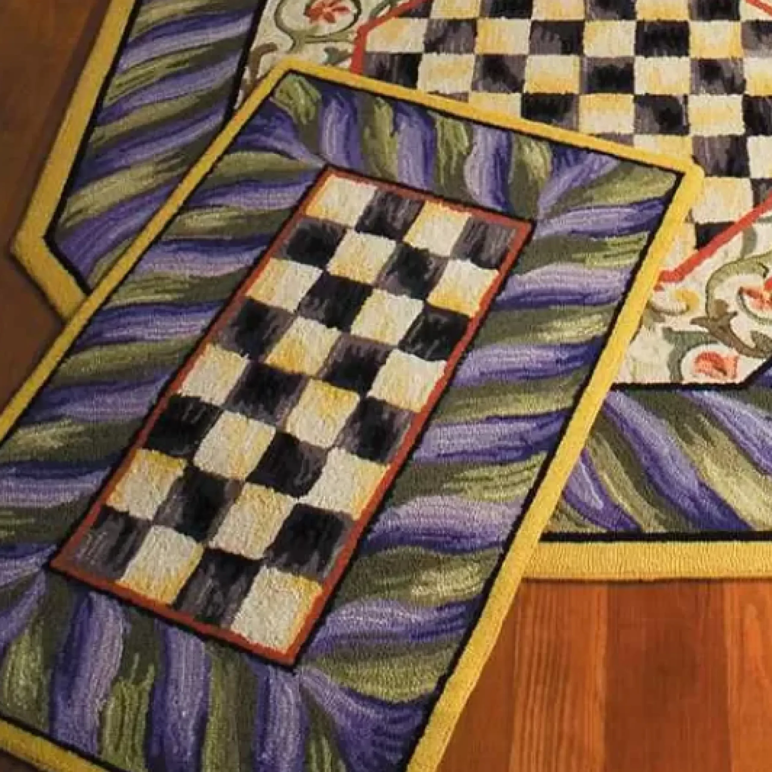 MacKenzie-Childs Courtly Check Purple Green 2' x 3' Rug< Rugs