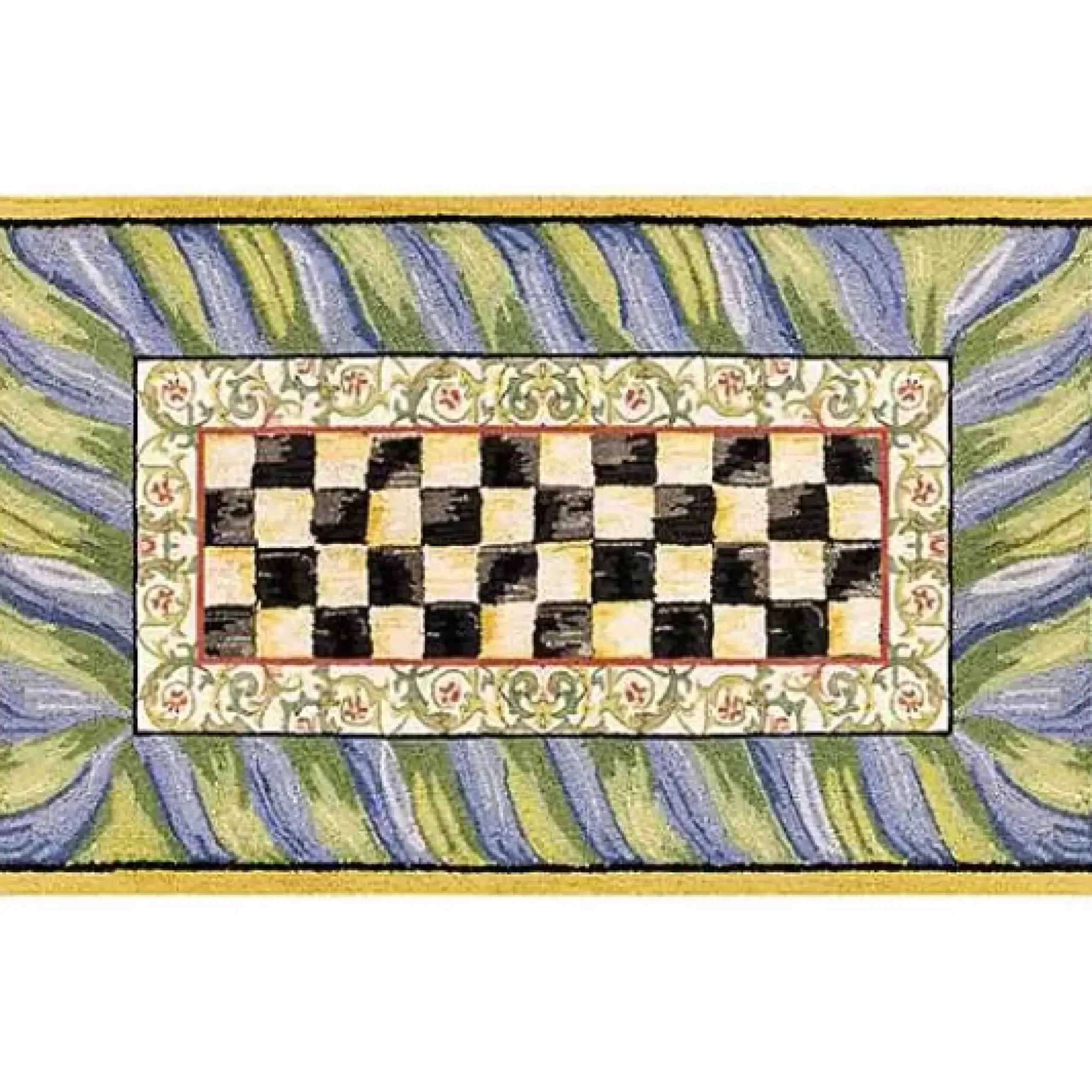 MacKenzie-Childs Courtly Check Purple Green 3' x 5' Washable Rug< Rugs