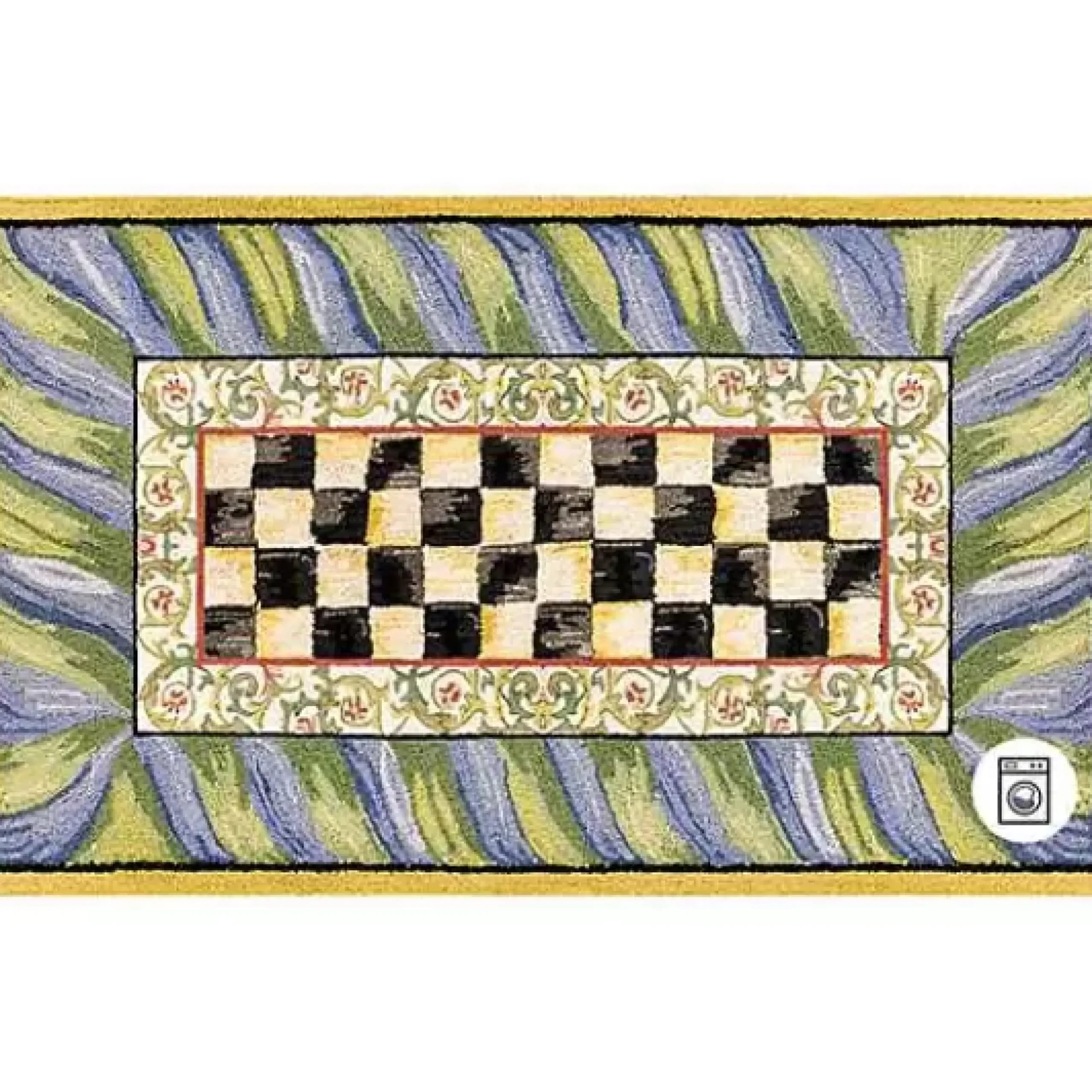 MacKenzie-Childs Courtly Check Purple Green 3' x 5' Washable Rug< Rugs