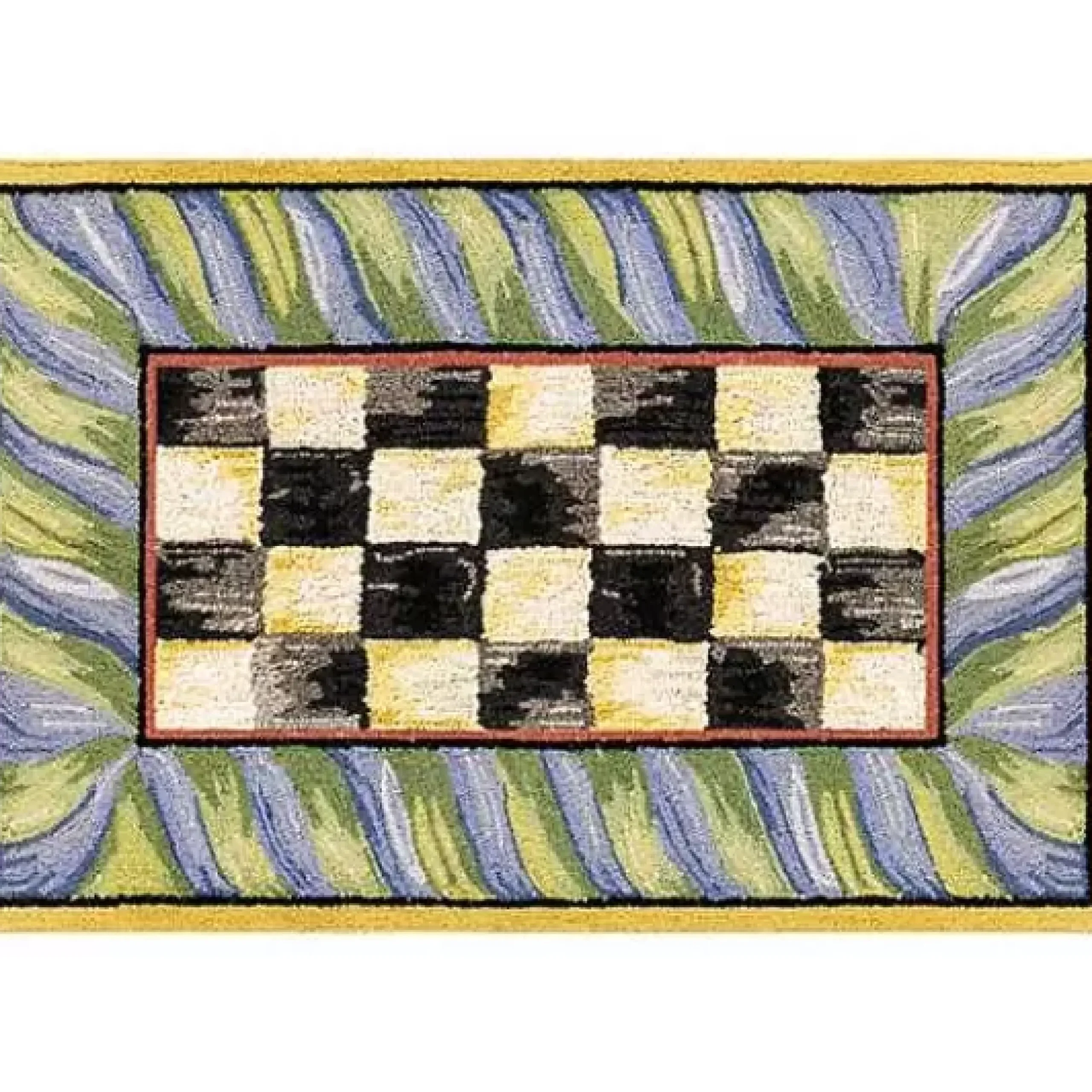 MacKenzie-Childs Courtly Check Purple Green 2' x 3' Washable Rug< Rugs