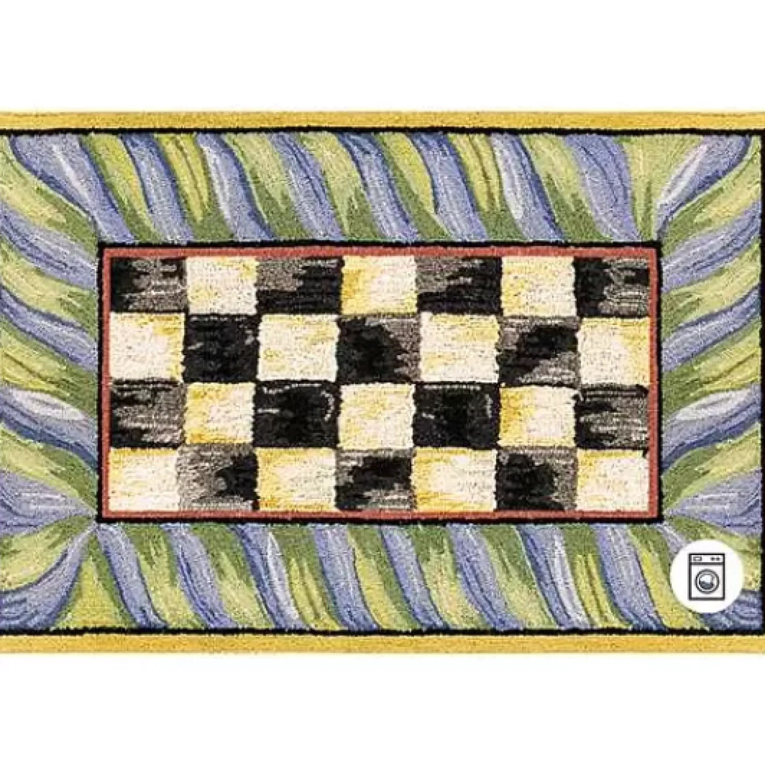 MacKenzie-Childs Courtly Check Purple Green 2' x 3' Washable Rug< Rugs
