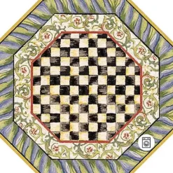 MacKenzie-Childs Courtly Check Purple  Green 6' Octagon Washable Rug< Rugs