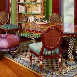 MacKenzie-Childs Courtly Check Purple Green 5' x 8' Rug< Rugs