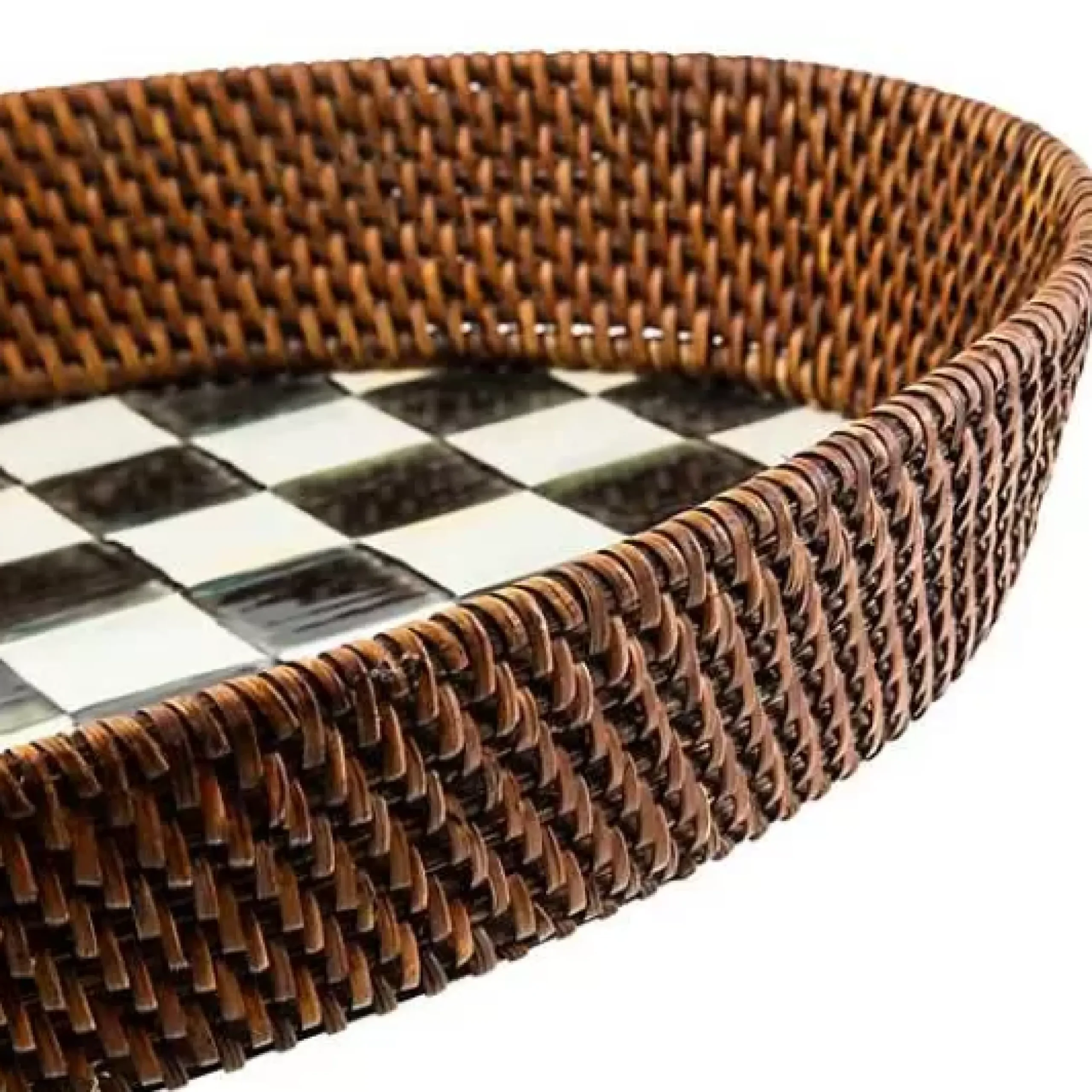 MacKenzie-Childs Courtly Check Rattan Enamel Large Serving Tray< Fall Entertaining|Bar Entertaining