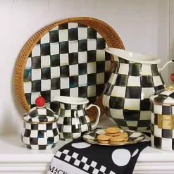 MacKenzie-Childs Courtly Check Rattan Enamel Large Serving Tray< Fall Entertaining|Bar Entertaining