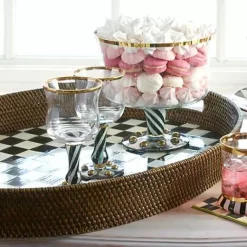 MacKenzie-Childs Courtly Check Rattan Enamel Large Serving Tray< Fall Entertaining|Bar Entertaining