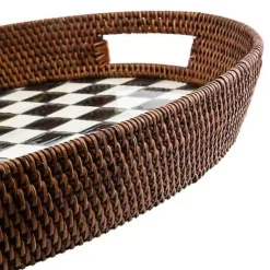 MacKenzie-Childs Courtly Check Rattan Enamel Party Serving Tray< Bar Entertaining|Serveware