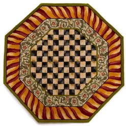 MacKenzie-Childs Courtly Check Red Gold 6' Octagon Rug< Rugs