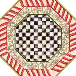 MacKenzie-Childs Courtly Check Red  Gold 6' Octagon Washable Rug< Rugs