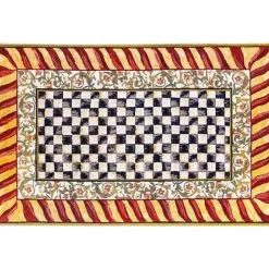 MacKenzie-Childs Courtly Check Red Gold 5' x 7'6 Washable Rug< Rugs