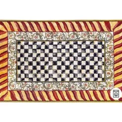 MacKenzie-Childs Courtly Check Red  Gold 5' x 7'6 Washable Rug< Rugs