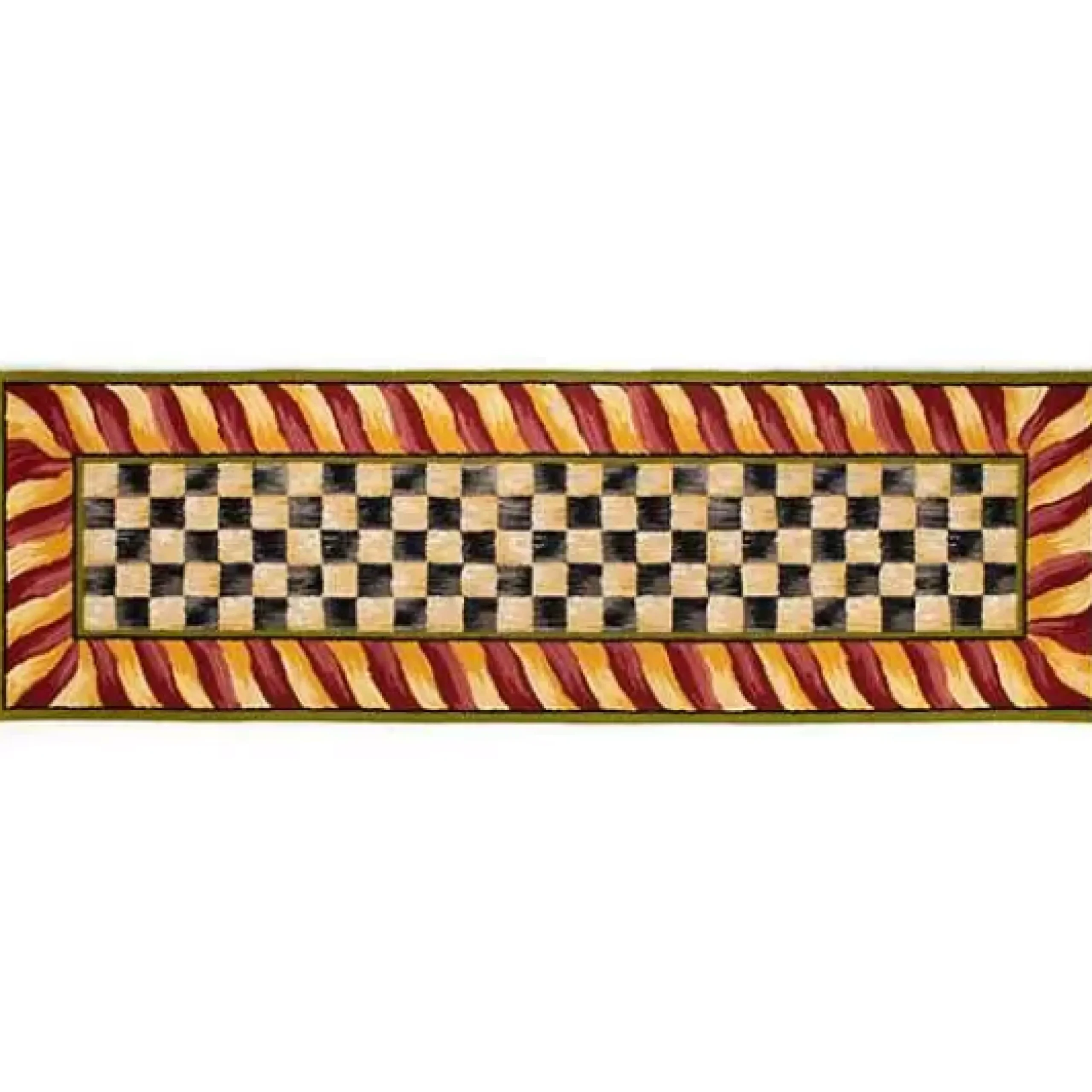 MacKenzie-Childs Courtly Check Red Gold 2'6 x 8' Runner< Rugs