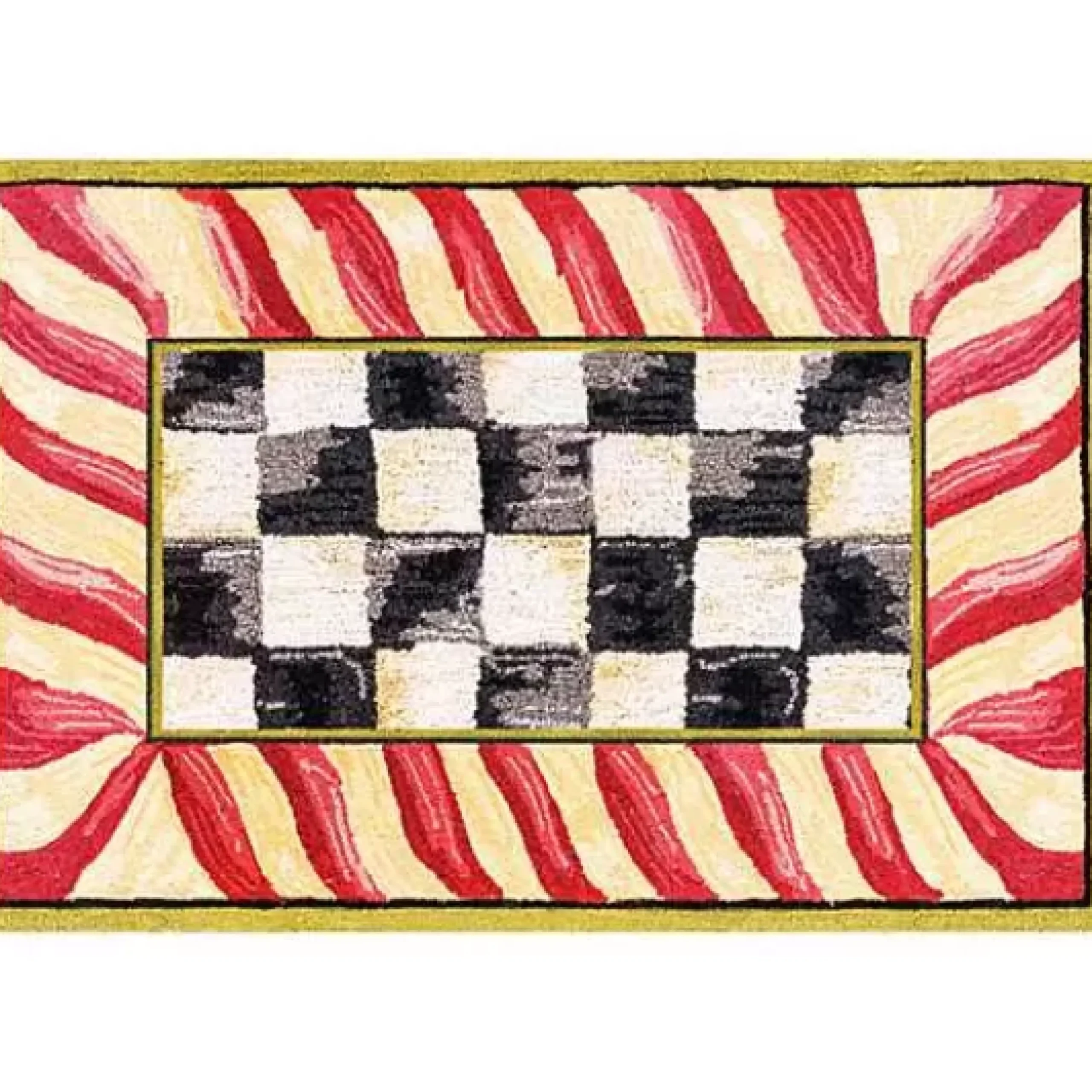 MacKenzie-Childs Courtly Check Red Gold 2' x 3' Washable Rug< Rugs