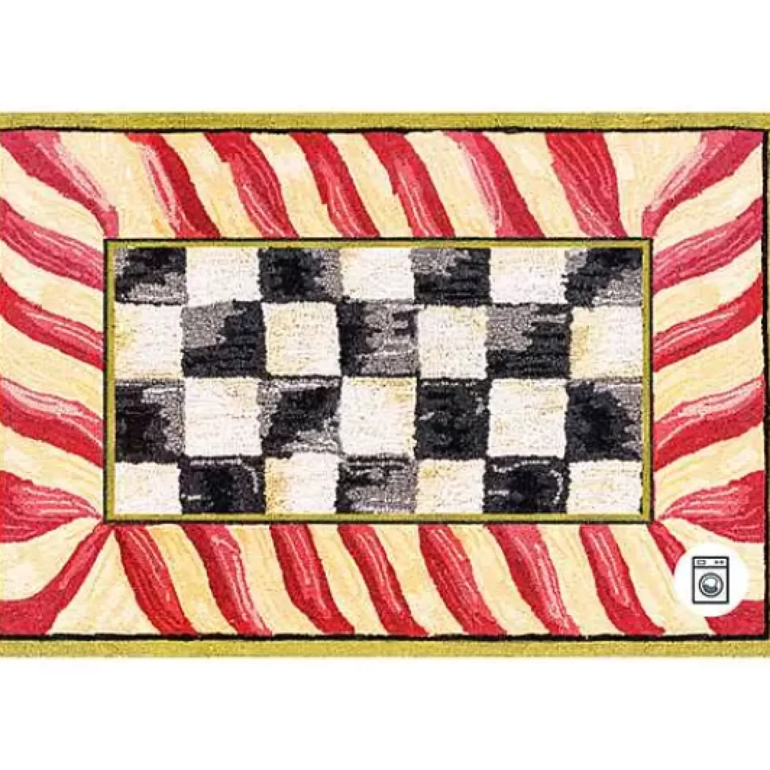 MacKenzie-Childs Courtly Check Red Gold 2' x 3' Washable Rug< Rugs