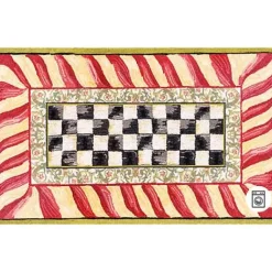 MacKenzie-Childs Courtly Check Red  Gold 3' x 5' Washable Rug< Rugs