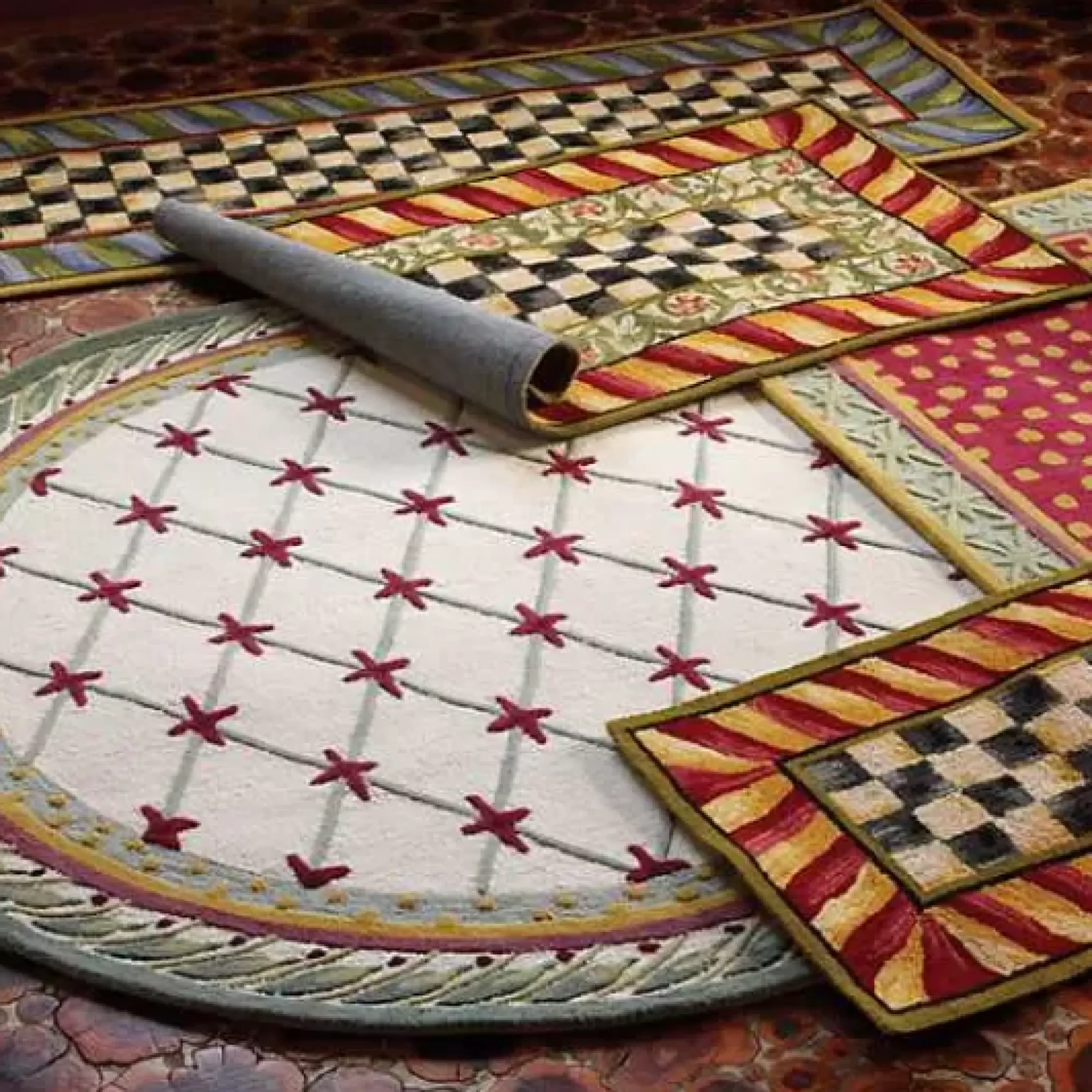 MacKenzie-Childs Courtly Check Red Gold 3' x 5' Rug< Rugs