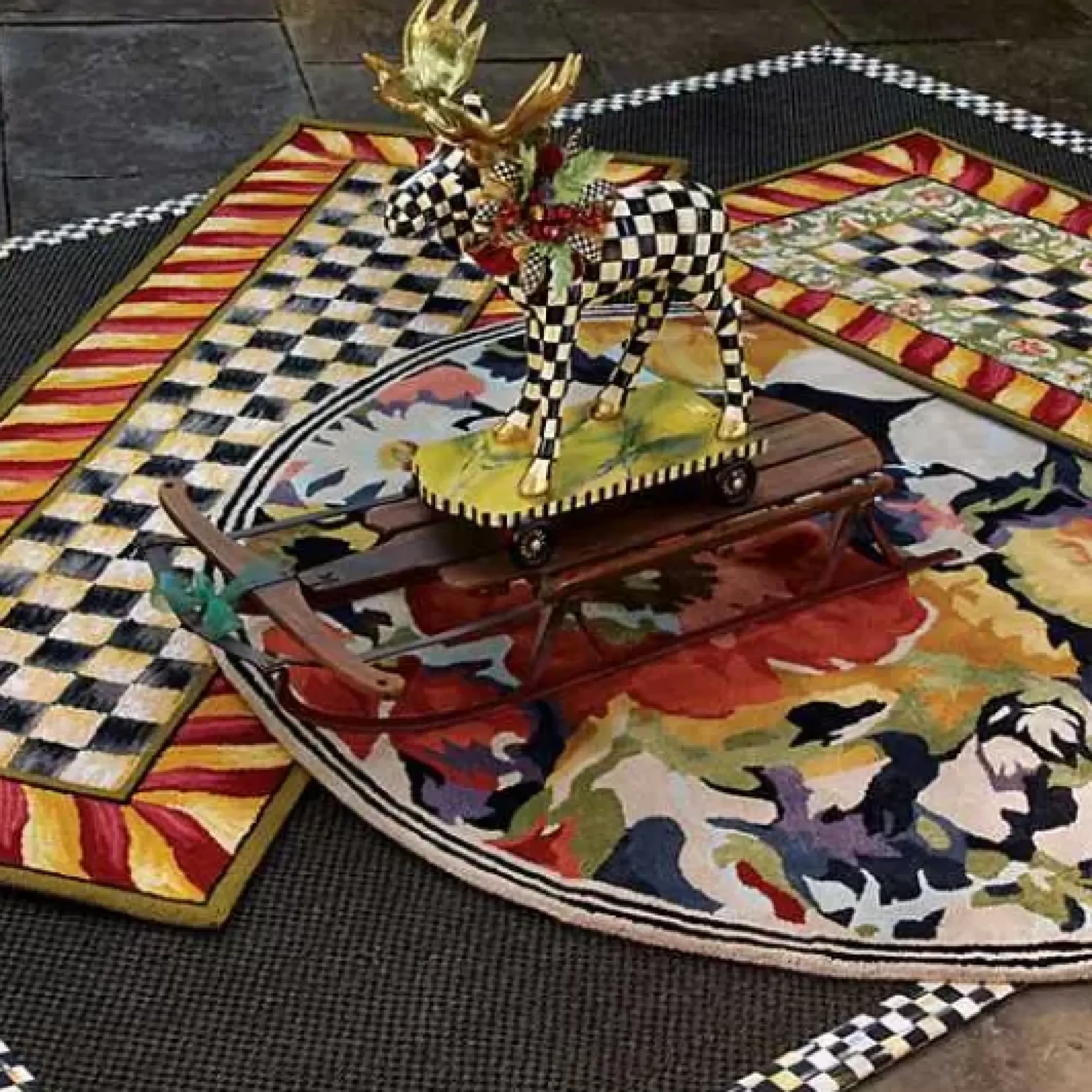 MacKenzie-Childs Courtly Check Red Gold 3' x 5' Rug< Rugs