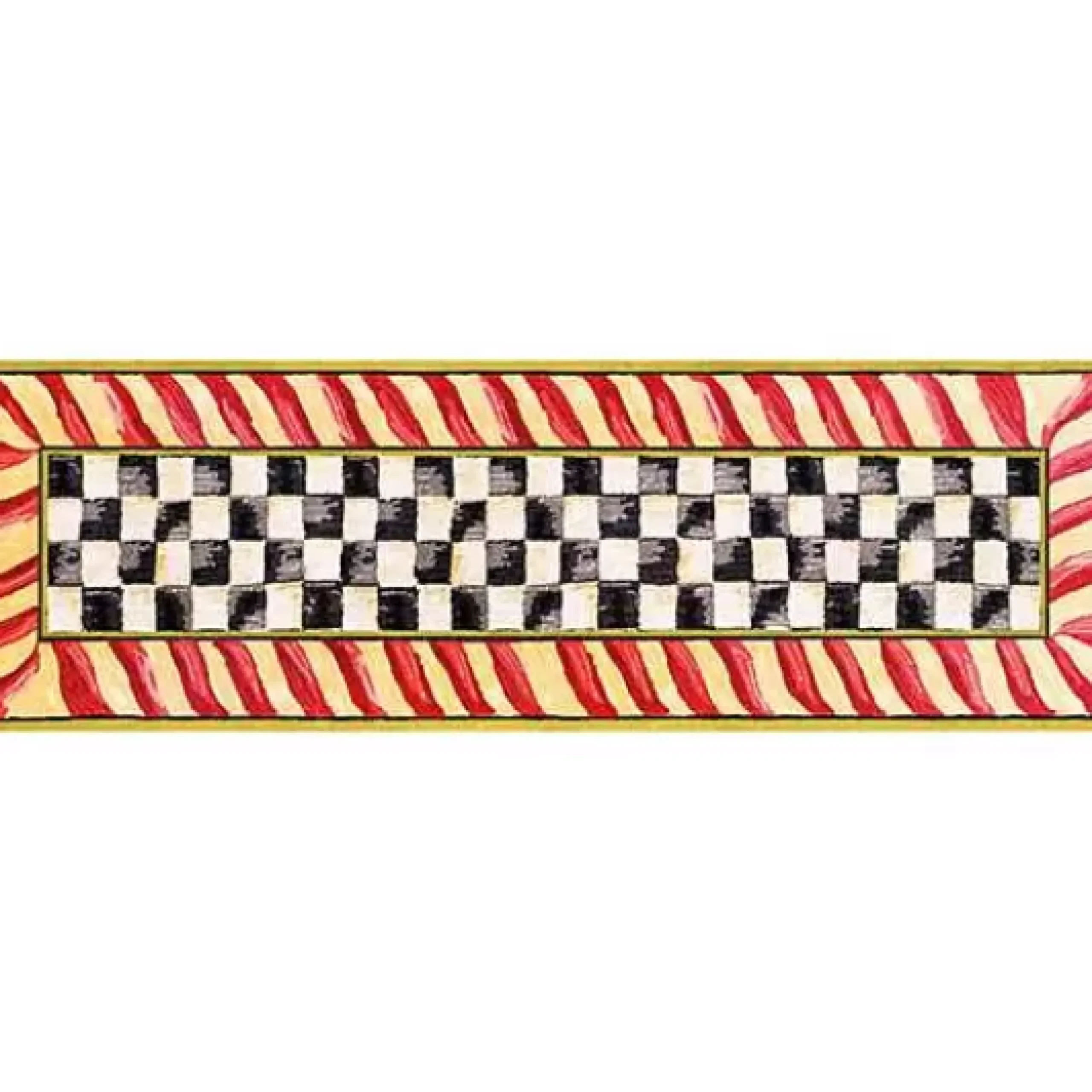 MacKenzie-Childs Courtly Check Red Gold 2'6 x 8' Washable Runner< Rugs