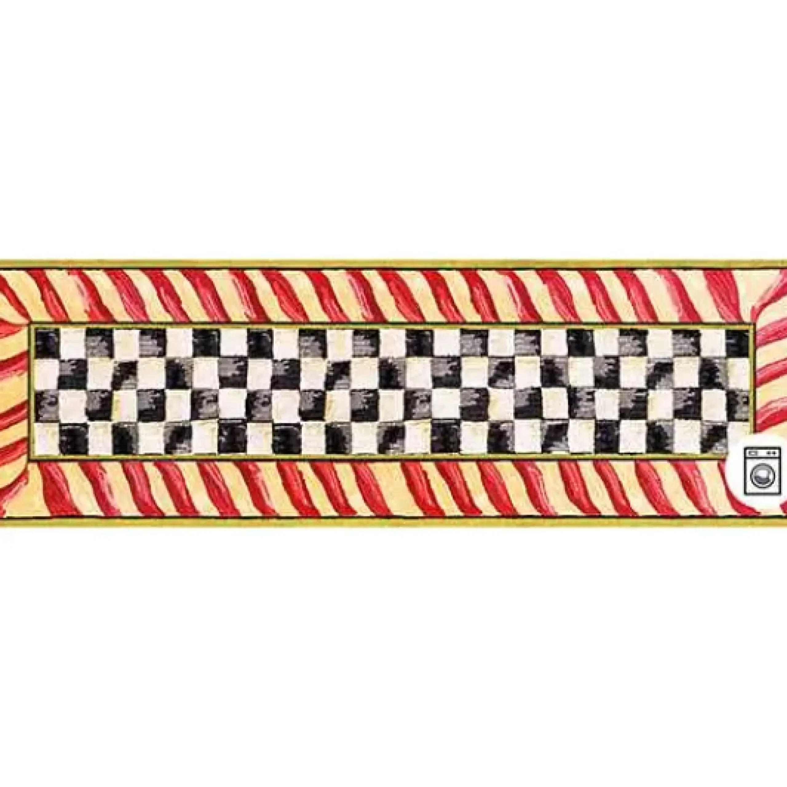 MacKenzie-Childs Courtly Check Red Gold 2'6 x 8' Washable Runner< Rugs
