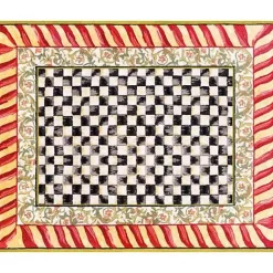 MacKenzie-Childs Courtly Check Red  Gold 8' x 10' Washable Rug< Rugs