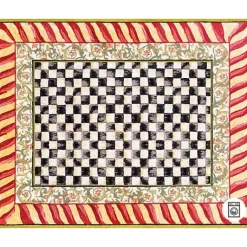 MacKenzie-Childs Courtly Check Red  Gold 8' x 10' Washable Rug< Rugs