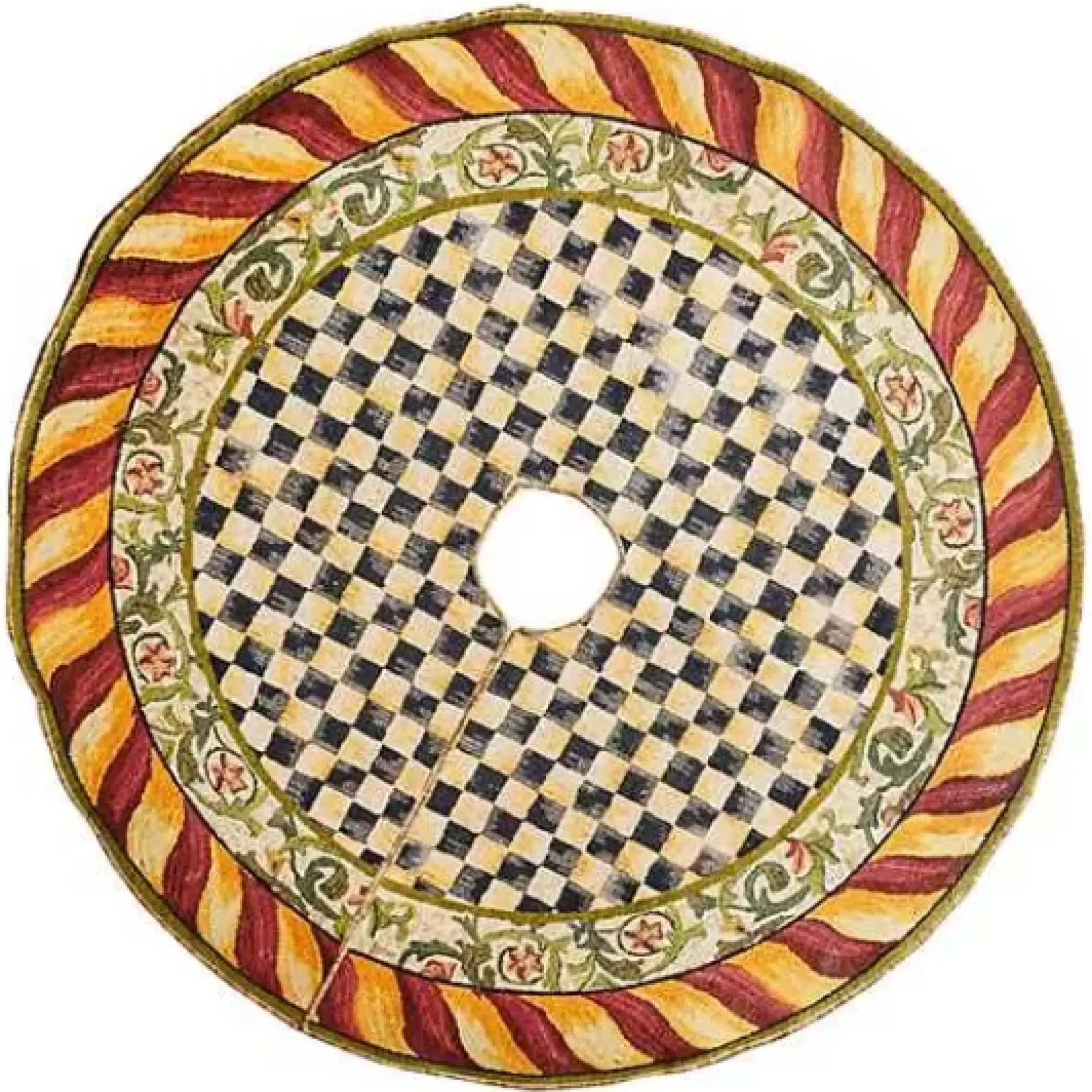 MacKenzie-Childs Courtly Check Red Gold Tree Skirt< Room Accents
