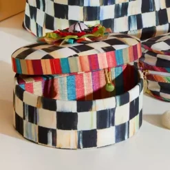 MacKenzie-Childs Courtly Check Round Jewelry Box< Bath & Bath Accessories|Room Accents