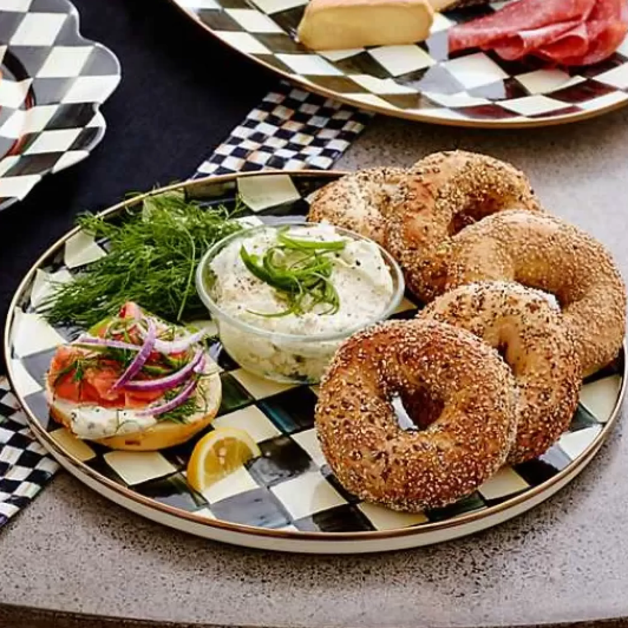 MacKenzie-Childs Courtly Check Round Tray< The Coffee Shop|Fall Entertaining