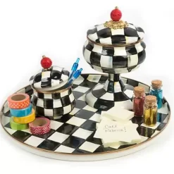 MacKenzie-Childs Courtly Check Round Tray< The Coffee Shop|Fall Entertaining